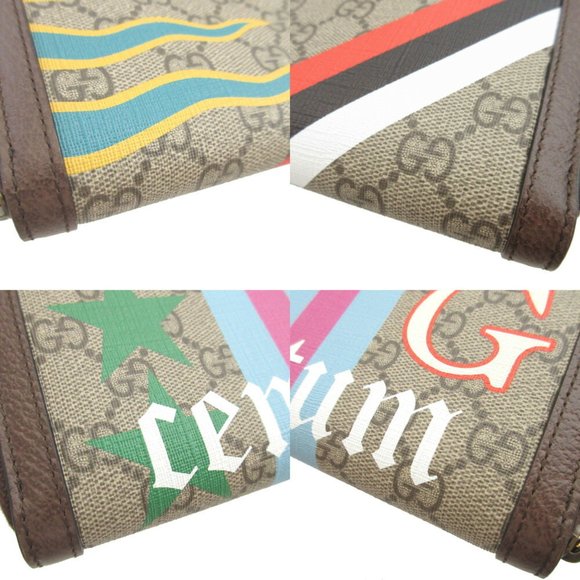 Unused Gucci Diana Bamboo 658634 GG Supreme Leather Beige Brown Round Long Wa...